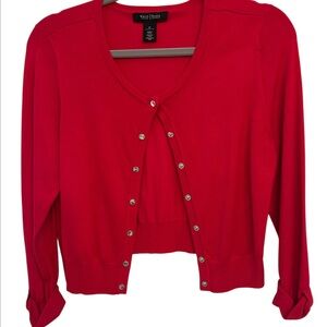 WHITE HOUSE BLACK MARKET Red Cardigan Sweater/Shrug